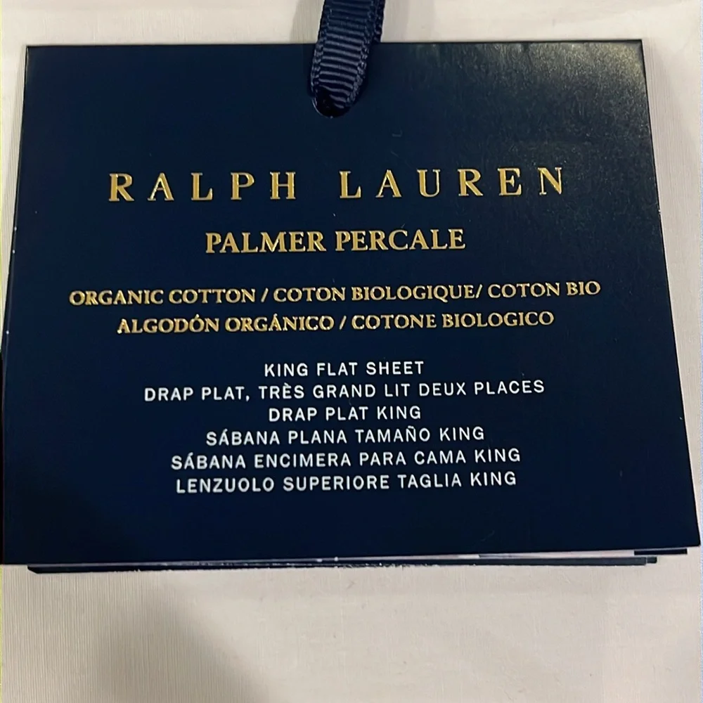 Ralph Lauren Organic Cotton Palmer Percale King Sheet Set +4 Pillowcases grey